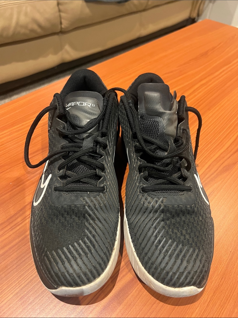 Nike Vapor Men's Black Athletic Shoes with White Swoosh